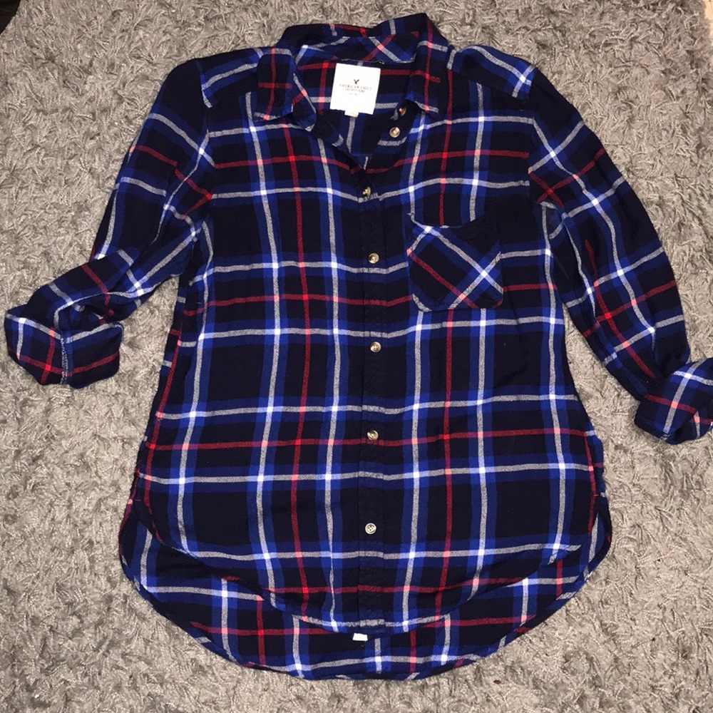 American Eagle Blue Plaid Shirt